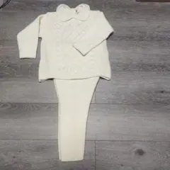 ベビー服　アイボリー ダイヤ柄 ニットセーター 24ヶ月