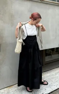 ブラック ジャンパースカート ロング丈