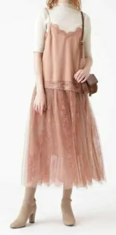 JILL STUART セシリーチュール異素材ドッキングキャミワンピース