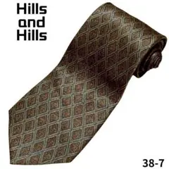 Hills and Hills　ネクタイ　総柄　ダイヤ柄　パターン　グリーン
