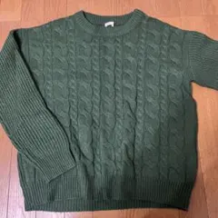 緑 ケーブルニット
