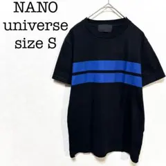 ナノユニバース　半袖Tシャツ　黒　S　フロントプリント　カジュアル