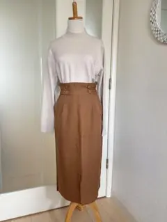 grove 茶色　ブラウン ハイウエスト タイトスカート　ロングスカート