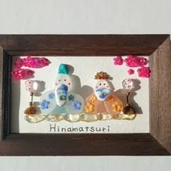 シーグラスアート・②ひな祭り・ミニサイズ・天然石使用・NO834