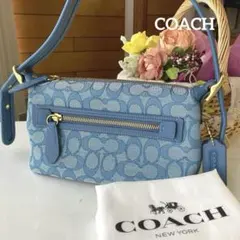 COACH　未使用級！超美品✨　ワンショルダー　シグネチャー　ブルー　CE736