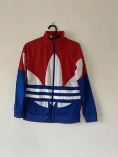 adidas トラックジャケット 赤 青　150㌢