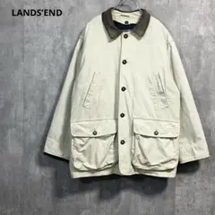 LANDS’ENDダックハンティングジャケット襟レザー90sキルティングライナー