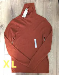 GU リブタートルネックセーター XL ダークオレンジ