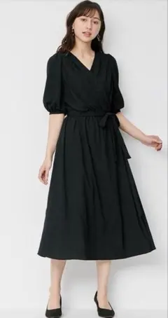 GU 2WAYカシュクールワンピース（5分袖） ブラック Sサイズ