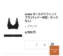 andar オールデイフィットブラ L ブラック