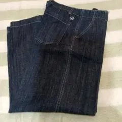 ダークブルー ストレートレッグ デニムパンツ