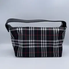 バーバリー チェック柄 ナイロンキャンバス×レザー ハンドバッグ ハンドポーチ