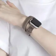 Apple Watch 2重巻き ダブル ループ バンド グレー 38〜42mm