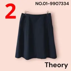 美品　Theory　セオリー　ウール　膝丈フレアスカート　М　ブラック　　日本製のサムネイル