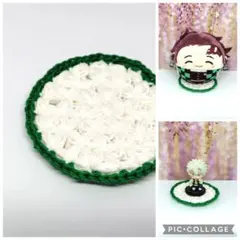 【推し活】ぬいぐるみ・フィギュア用 ふっくらフラワーラグ（グリーン）