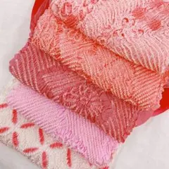 Y6498 ピンク系フリル帯揚げ　まとめセット　リメイク用