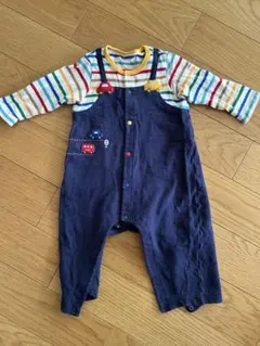 ミキハウス　マルチカラーストライプロンパース　80cm