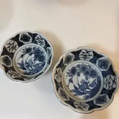 ★お値下げ【美品】ビンテージ有田焼　青い花柄の大皿と中皿のセット