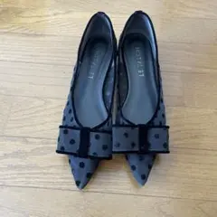 ルタロン　ドット　ポインテッドチュールリボンフラット シースルー　25.5cm
