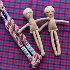 小麦ルルベちゃん手作り人形2体と刺繍糸セット