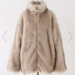 NICE CLAUP ミドルフェイクファーコート　ベージュ