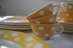 【I】ディゴワン・サルグミンヌ・カップ&ソーサー/フランスアンティーク水玉