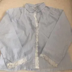 ストライプ　レース　ブラウス