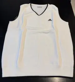★adidas Vネックベスト ホワイトＸＬ★