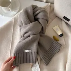 【高品質】ウール100% マフラー グレー レディース 秋冬 羊 高級感 暖かい