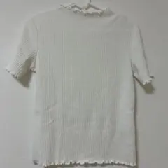 GU フリルネック 半袖Tシャツ ホワイト