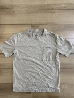 gu ベージュ コットンTシャツ 左胸ポケット