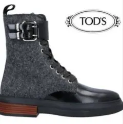 【未使用級】トッズ tod's レースアップ ブーツ 35 ブラック トッズ シューズ ブーツ ショートブーツ レディース ブラック