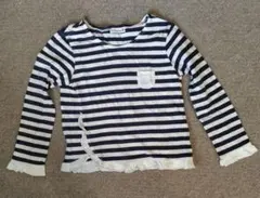 branshes 長袖カットソー 120cm ネイビーとホワイトのストライプ