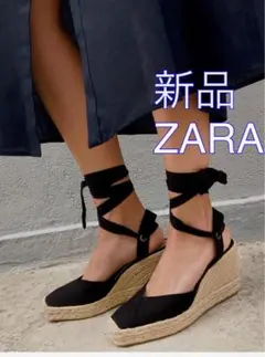 新品コントラストリボン付きウェッジ　サンダル