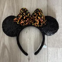 ミッキー耳カチューシャ 黒とオレンジ　ディズニー