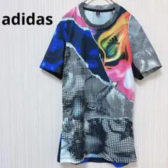 アディダス 総柄 グラフィック 半袖Tシャツ S〜M相当【美品】メンズ