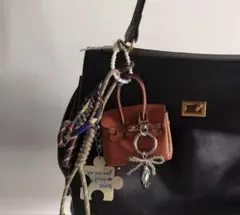 最終お値下げ⭐︎ 【新品】ミニバッグ型チャーム　キーホルダー　brown ネイビー