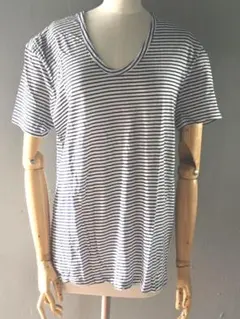 新品　bassikeベイシークオーガニックコットンボーダー Tシャツのサムネイル