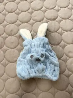 うさぎ耳付き ヘアドライタオル 吸水キャップ　ブルー　水色のサムネイル