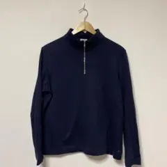 + CLOTHET 長袖 zipシャツ 綿 100% ネイビー M ゴルフシャツ