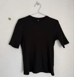 ユニクロ リブクルーネックT XLサイズ 短丈ニットTシャツ クロップドニット
