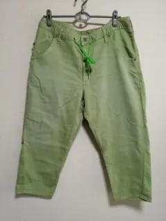 EDWIN JERSEYS 緑色 麻混 クロップドパンツ 2Lサイズ