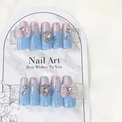 現品 ネイルチップ グラデーション 魔法少女 量産型 韓国 地雷系 青 ピンク