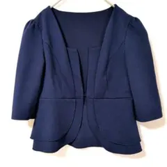 dazzy store ネイビー ノーカラーボレロジャケット 5分袖のサムネイル