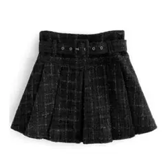 GRL　インパン裏地ベルト付ツイードミニプリーツスカート　at2145