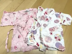 ベビー甚平セット 白90cm ピンク95cm