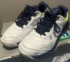 YONEX テニスシューズ 女性用 ホワイト/ネイビー/イエロー