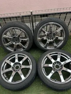 スカイラインＧＴＲ用　ＷＯＲＫエモーションＸＴ７　１７インチ　４本セット WORK 17インチ 4穴 100 7J WORK EMOTION T7R グリミットシルバー