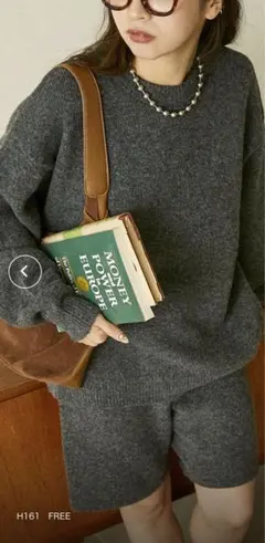 PUBLUX ニットトップ＆ショートパンツセットアップ