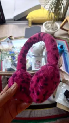 ピンク ヒョウ柄 耳あて・イヤーマフ